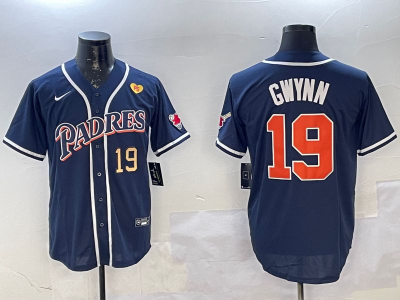 Men San Diego Padres #19 Gwynn Blue Throwback Game 2025 Nike MLB Jersey style 9